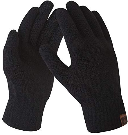 Fantastic Zone Women's Winter Stretch Cashmere Gloves for Women Solid Color Warm Knitted Thick Warm Gloves Black One Size