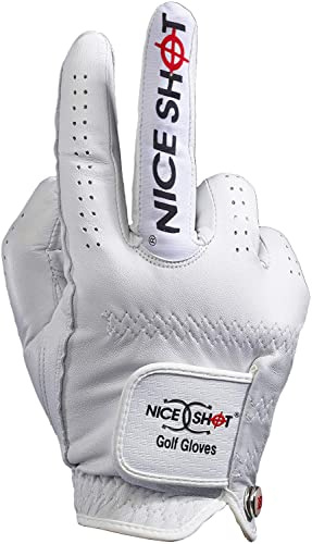 Nice Shot the Bird Golf Glove in White Cabretta Leather Men's Right Hand - Large