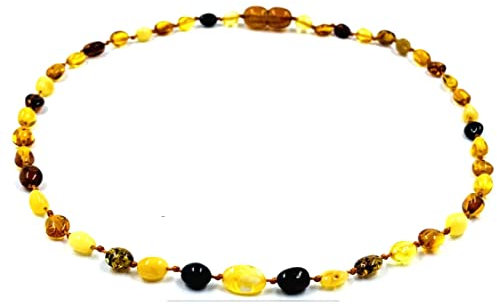 Bernstein-Halskette für Erwachsene – Halskette Baroque Mehrfarbig | Halskette aus echtem Bernstein, 45 cm