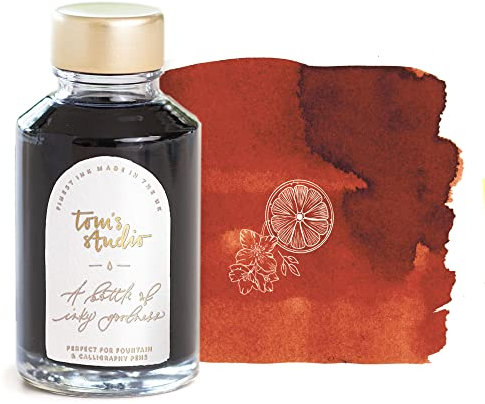 Tom's Studio British made Fountain Pen Ink (50ml, Marmalade Orange ink) | Glass Ink Bottle For Fountain Pen | Designed For Writing, Drawing and Doodling | Acid Free, Non Toxic and Vegan
