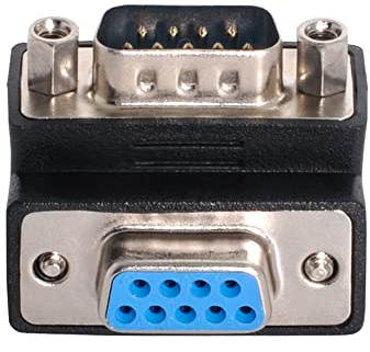 xiwai Adaptador de extensión de cambio de género con conector en ángulo de 90 grados RS232 macho a hembra tipo tuerca