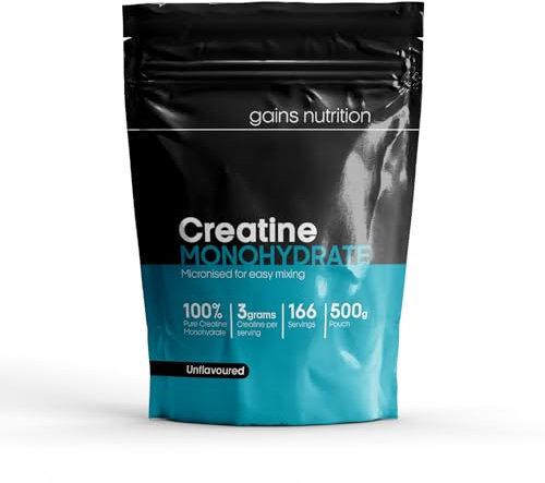 GN Creatina Polvere | 500g Creatina Monoidrato in Polvere - 3 g di Creatine per Dose | Creatine Monoidrato non Aromatizzata senza Riempitivi | Non-OGM e senza Glutine