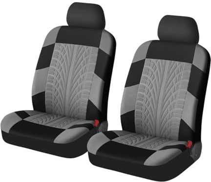 Osilly 2PCS Car Seat Covers for Front Seats, Breathable Waterproof Polyester Auto Seat Protectors, Universal Vehicle Split Cushion Cover, Driver Interior Accessories for Car, Truck, SUV (Gray)