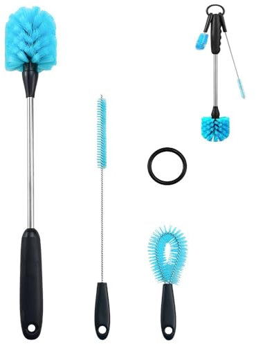3 PCS Cepillo de Botella, Cepillo de Limpieza de Botellas Cepillo de Tubo de Pajitas Limpiador de Botellas de Agarre Juego de Cepillos de Limpieza Botellas Cepillo de Copa para Botellas Tazas