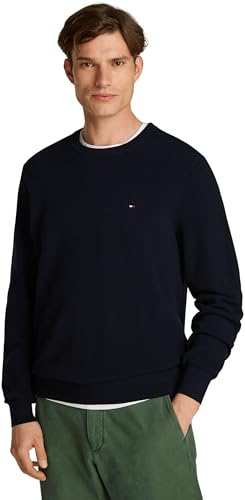 Tommy Hilfiger Men’s Essential Structure Crew Neck Regular Fit Jumper, Blue (Desert Sky), M