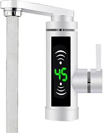 czyuRachel 3kw Elektrischer Durchlauferhitzer, Wasserhahn Bad Küche Sofort Warm Armatur Mit Ablesbarer Led Temperaturanzeige Für Campingküche, Wohnmobil