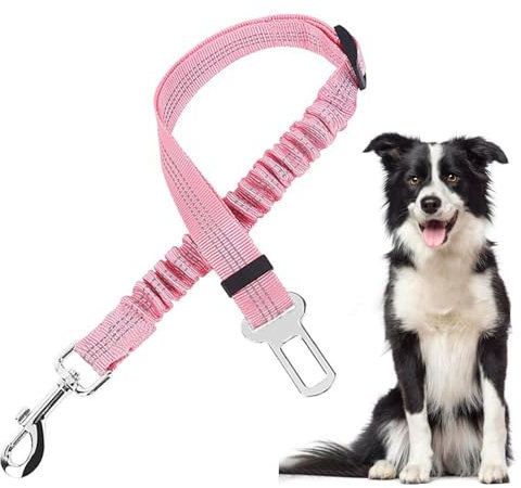 FFWTPY Elastischer Hundesicherheitsgurt Autogurt Nylon Sicherheitsleine Anschnallgurt Reflektierend Verstellbar Stoßdämpfend Hundegeschirr