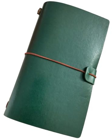 HSTWODE A6 PU-läder resejournal med fickor | påfyllningsbar anteckningsbok | Notebook Journal | Organizer, resedagbok för att skriva, resor, organisera (grön)