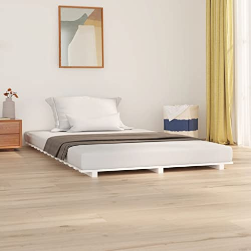 Refined Estructura de Cama Madera Maciza de Pino Blanco 135x190 cm