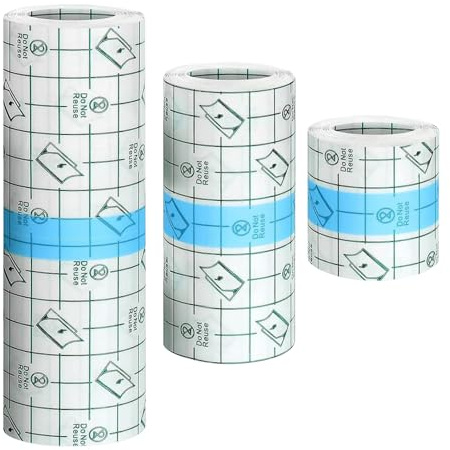 ACESOME Second Skin Tattoo Cover, Strong Adhansive PU Waterproof Bandage, Durable Second Skin Plaster, Waterproof Plasters for Swimming, Wounds, Tattoo, Gauze Fixation (5CM+10CM+15CM x 5M)