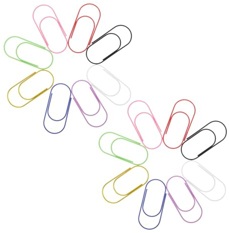 SOPOTUTU 80 Pièces Lot de Trombones Multicolores Larges et Épais Pinces Papier Renforcées pour Trier Documents Classeur et Bureau Attaches Papier Solides pour Organisation Rapide