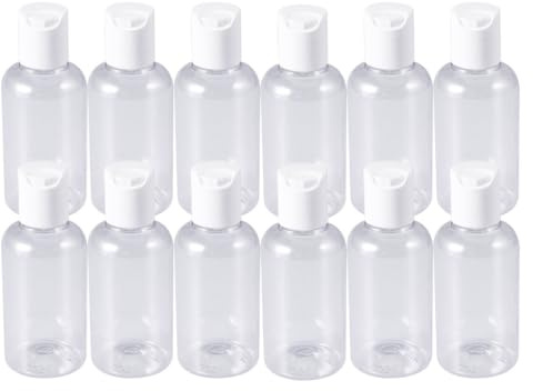 Lurrose Bottiglie da Viaggio Facili da Trasportare Ricaricabili 75ml 24 Pezzi in Plastica Bianca Colore Casuale per Crema Mani e Lozione Durante Viaggi e Sport