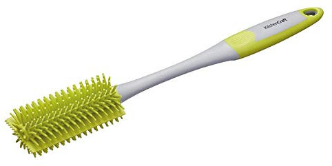 KitchenCraft Antibacterial Silicone Bottle Brush, 35 cm (14) - Grey/Green