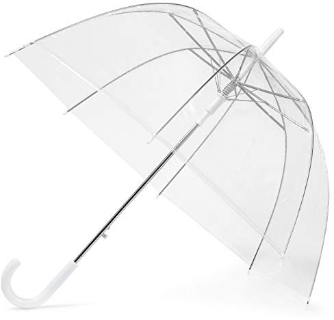 GadHome Transparenter Regenschirm | 85 cm Großer Klarer Kuppelschirm für Frauen, Hochzeit | Leichter Automatischer Schirm Mit Weißem C-Griff
