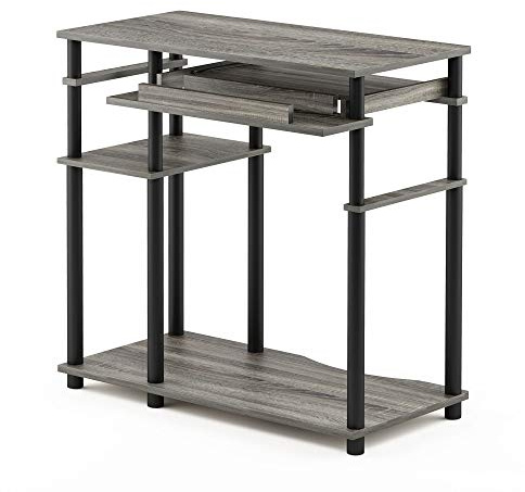 Furinno Abbott Computer Desk, Writing Desk with Bookshelf, French Oak/Black