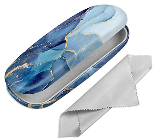 FINTIE Funda Gafas Rigida, Portátil Cuero y Sintético Estuche Gafas Rigido con Pañuelo Limpia Gafas para Mujeres y Hombres