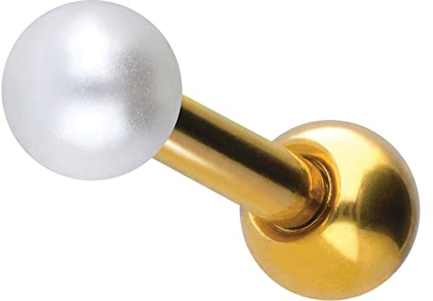 PIERCINGLINE piercing de oreja de acero quirúrgico | PERLA SINTÉTICA | Piercing Joyería Tapones para los oídos Helix | Selección de color y tamaño