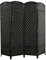 LW Collection Paravent Raumteiler Schwarz Rattan - Raumteiler 4 Paneele - Trennwand 170x160cm - Paravent Fertig