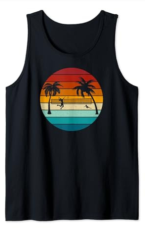 Beach Volley Vintage Retro Tramonto Giocatore allenatore Team Regalo Canotta