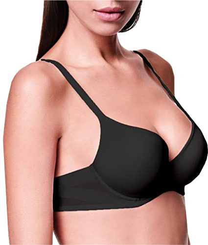 LORMAR 1 Pezzo Reggiseno Balconcino con Ferretto 1943 Plunge Scollatura Profonda Coppa C. Nero 5C