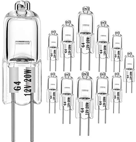 EKSAVE Halogen Bulbs G4 20W 12V T3 JC Type 2 Pin Base Replacement for Landscape Under Cabinet Puck Light Track Lighting Dimmable(12 Pack)