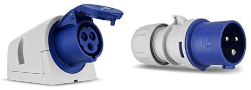 REV CEE 16A Wandsteckdose für Heim und Handwerk, CEE Steckdose Wand 230V mit REV 0512525555 Caravan, CEE Stecker 3-polig (1PH+N+PE)