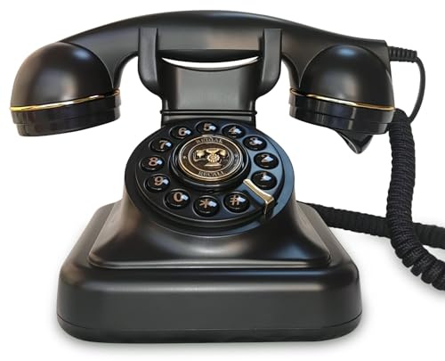 FiayaCom Libro de Invitados de Audio Teléfono para Bodas con Reproducción de Un Toque y Volumen Ajustable para Bodas, Aniversarios, Fiestas de Cumpleaños, Teléfono Tattle para Aula (Art Deco, Negro)