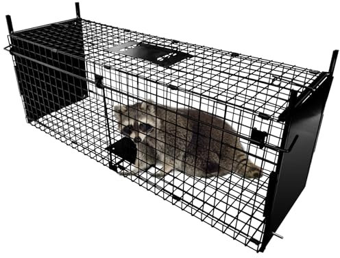 Thealyn Cage de Piégeage pour Animaux, Double Porte, Cage Métallique à Double Porte - Piège Humane pour Animaux Vivants (105 x 40 x 31 cm)