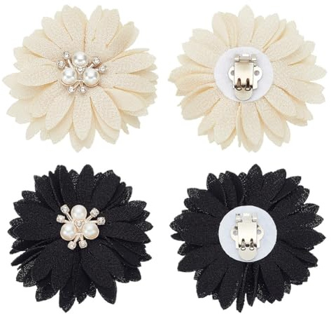 HOBBIESAY 4pcs Flower Shoe Clips Detachable Flower Shoe Clips 2.56 × 0.65Inch Elegant Bridal Shoes Buckles Pearl Shoes Charms Clip for High Heels Flats Bridesmaid Gift Daily Outfit