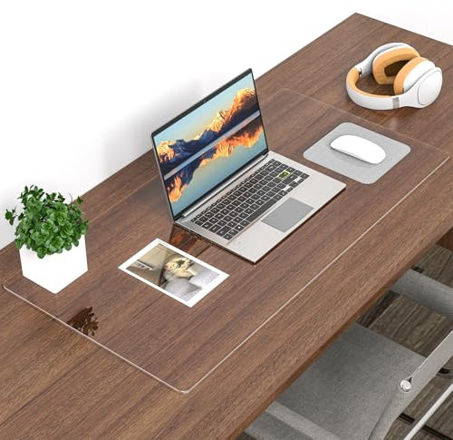 Diffaxy Schreibtischunterlage, transparente PVC-Schreibtischunterlage, runde Kanten, wasserdichte rutschfeste Tischunterlage, Schutzmatte für Büro und Zuhause (60 x 33 cm)