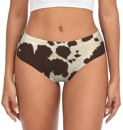 WCXTHGFA Sous-vêtements pour femmes imprimé fourrure de vache, culotte en coton mélangé doux pour dames taille élastique confortable, Noir , XXL