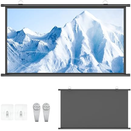 RIFWOVE Basic rullgardinsduk, 4:3/16:9 HD vikbar canvastavla för hem, kontor och skola, projektionsduk lämplig för takmontering eller väggmontering, 2,5 gain, kompakt design (16:9,72 tum)