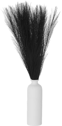 QUARKZMAN 30PCS Decoración De Hierba Falsa De Pampas, 24/61cm Tallos De Hierba Artificial Esponjosa Flores Secas Falsas para Decoración De Jarrón De Bodas Y Hogar, Negro