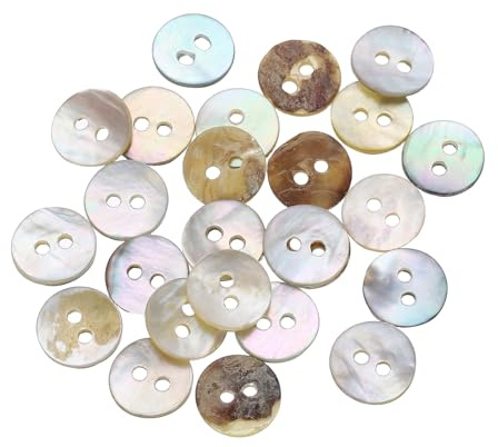 sourcing map 25pcs Natural Shell Buttons, 2 Hole Mother of Pearl Buttons 10mm Sewing Craft for Shirt Bag DIY Sewing Crafts Decoration, Multicolored