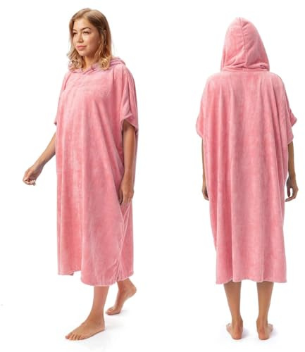 Poncho De Bain Adulte,Poncho de Bain Ponchos de surf for adultes, hommes et femmes, serviette de change à capuche, ponchos for le surf, la natation, le bain, absorbant l'eau, surdimensionné(Pink3)