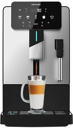 Cecotec Cafetera Superautomática Compacta con Vaporizador Cremmaet Steam Latte Art. 19Bares, Thermoblock, Plug&Play, Molinillo Cónico, 5 Niveles, Depósito Agua 1.1L, Café 150g, Limpieza Automática