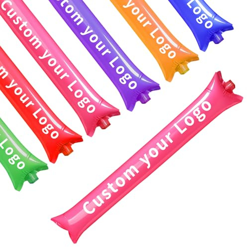 BONDUN 100 Pcs Custom Round Head Boom Sticks Thunder Sticks with Single-Color Logo/Text/Image,Personalized Cheering Sticks,Team Cheerleading Spirit Stick,Clapper Inflatable Noise Maker,Sports Supply