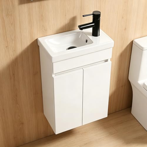 NUESTRA VIDA Lavabo con Armario de 40 cm, Colgante para baños pequeños e inodoros de Invitados, sin grifería