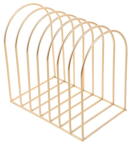 UKCOCO Organiseur de Bureau en Fer Petit Format Doré, Support de Magazines et Dossiers Compact pour Bureau et Chambre Étudiante, Étagère à Livres Design Semi-circulaire Polyvalente