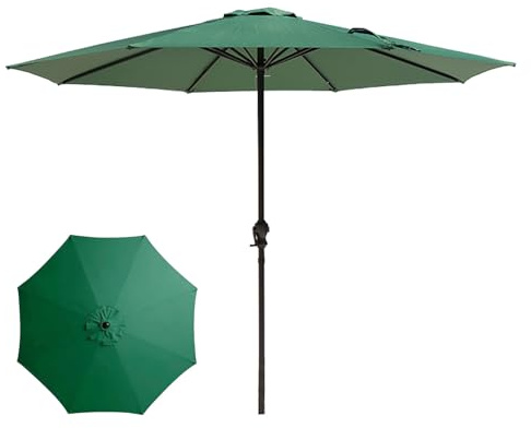 Generico Ombrellone da Esterno per Patio Ombrellone da Tavolo con Manovella Ombrellone da Mercato con 8 Stecche Robuste Protezione UV Impermeabile per Giardino Terrazza Cortile(Green)