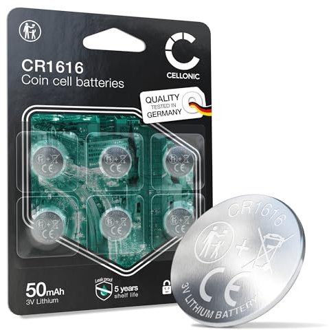 CELLONIC CR1616 Batteria a bottone Lithium compatibile con Chiavi Auto, Orologi, Sensori – x6-Pacco batterie