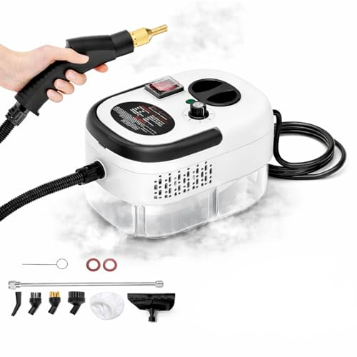 Pulitore a Vapore 2500W ad Alta Pressione, 6 Velocità Regolabili, 3 Testine d Utilizzo, Serbatoio 1200 ml - per Casa, Cucina, Bagno, Finestre, Auto