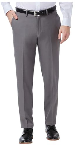 Haggar Mens Premium Comfort Dress - Slim Fit Pants, Grey, 30W X 32L US