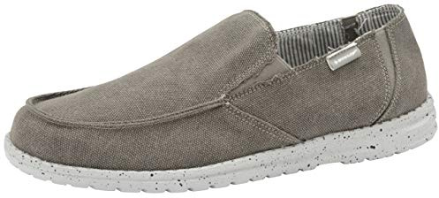 DUNLOP Mens Soft Padded Casual Comfy Canvas Slip On Lightweight Outdoor Shoes (9 UK, Grey)