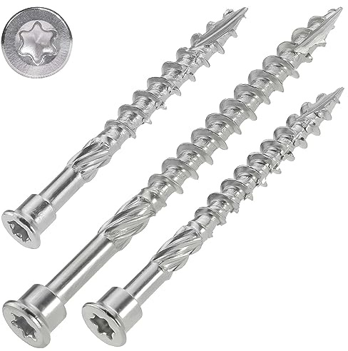 SCREW REBEL Viti per terrazze con testa cilindrica, 4,5 x 80 mm, in acciaio inox temprato, con omologazione ETA, 200 pezzi, TX20