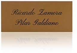 Placa de Buzón de plástico para Exterior Color Dorado / Ocre y Grabado Negro. Cinta autoadhesiva ultrarresistente. Grosor 1,5mm y tamaño máximo 100x40mm