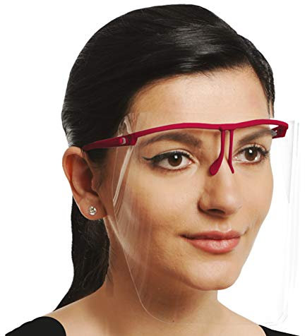 YAKO Face Visor with Glasses, Anti-Bacterial, for Better Breathing, Anti-Spit + Anti-Fog Face Shield, 1 Glasses + 3 Visors for Interchangeable in White