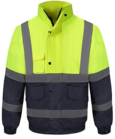 Yukirtiq herr Hi Vis Viz synlighet bomberjackor vadderad vattentät arbetskläder säkerhet pilotjacka kappa med reflekterande ränder