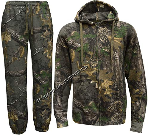 Mad Ink Mens Jungle Camouflage Fishing Hunting Zip Tracksuit Plus Sizes (Camo Suit, L)