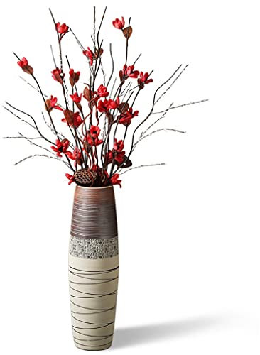 MollyYou Vaso Decorativo Linea Girasole, Grande Vaso nel Soggiorno, Vaso Decorativo per La Casa, Grande Vaso da Pavimento in Ceramica Fatto A Mano (Color : Brown, Size : 60cm)